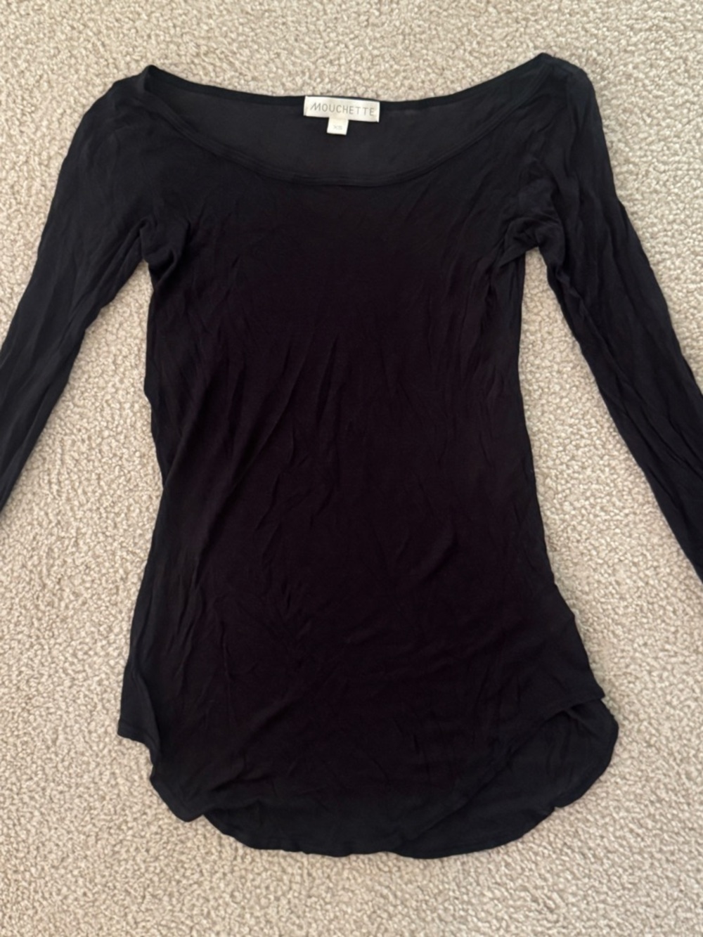 Black Lightweight Long-Sleeve Scoop Neck Top - Urban Outfitters